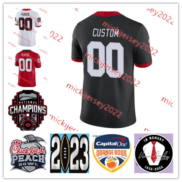 

2023 college football champions jersey custom kenny mcintosh william poole jamon dumas-johnson xavier truss kamari lassiter c.j. smith rylan, Black