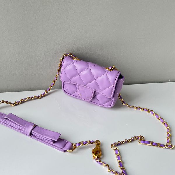 

ladies classic mini flap vanity with chain bag quilted cosmetic case bowknot waistpack chest purse gold metal hardware crossbody shoulder de