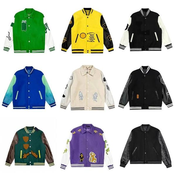

mens jackets baseball varsity jacket letter stitching embroidery spring and autumn men loose causal outwear coats, Black;brown