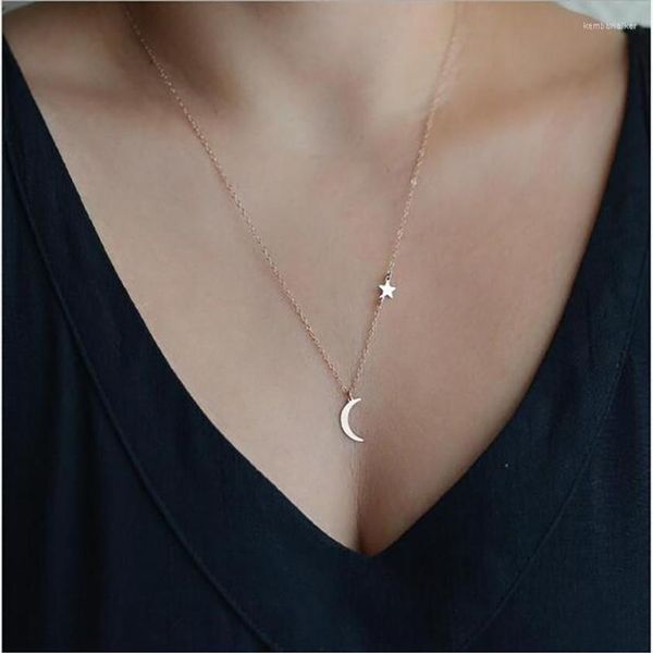 

pendant necklaces fashion multilayer alloy necklace for women gold silver color moon star choker jewelry gift europe and america322j