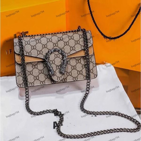 

classic luxury chain shoulder bag totes fashion 2023 plaid flower brand wallet vintage ladies brown leather handbag designer handbags 400249