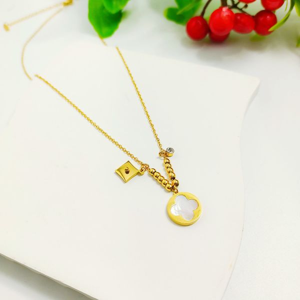 

luxury gold clover pendant necklace jewelry for women gift, Silver