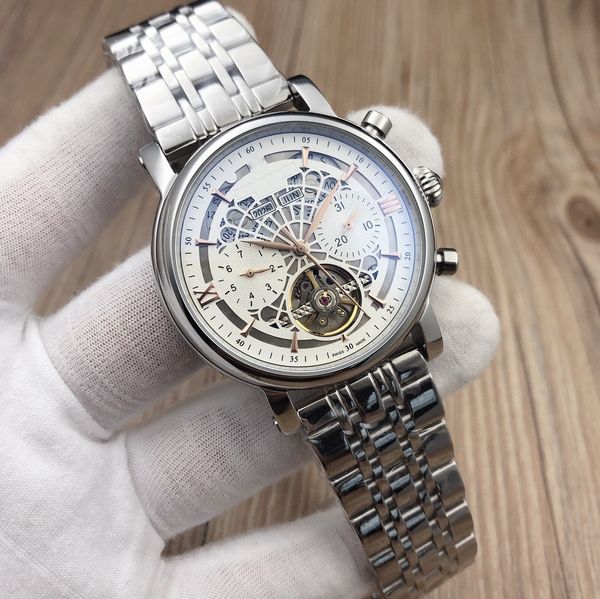 

luxury watch new men's automatic multifunctional mechanical watch size 40mm movement watches reinforced glass stainless steel waterproo, Slivery;brown