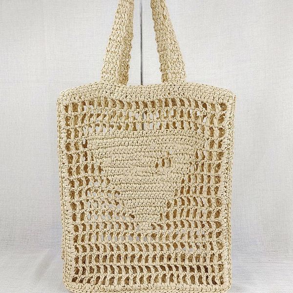 

shopping bags 5 colors straw handbag women hollow letters beach shoulder bag handmade tote women's summer seaside vacation handle bags