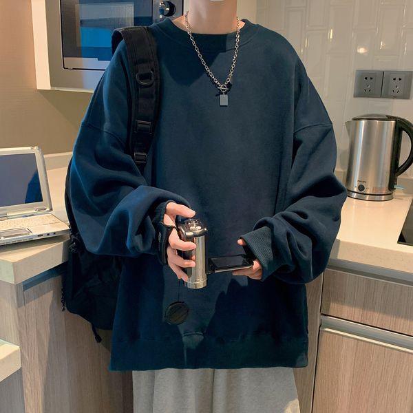 

mens hoodies sweatshirts privathinke men solid color male oversized streetwear thicken hooded casual loose 230214, Black