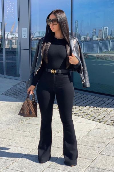 

New Fashion Women's Jeans European and American Spot Cross-border Foreign Trade Women's Wear High Waist Slim Fit Denim Micro Flare Pants, Silver