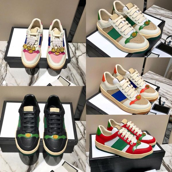 

with box designer sneakers ggity shoes designer screener casual shoes mens women genuine leather vintage distressed sneakers stripe dirty al, Black