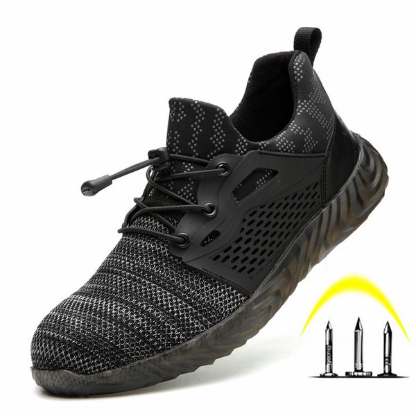 

dress shoes steel toe cap men work safety puncture proof spring autumn boots lightweight breathable sneakers indestructible 230213, Black