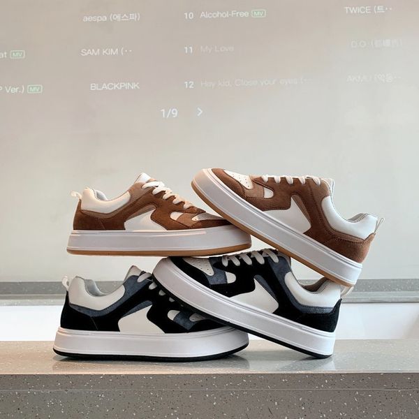 

dress shoes autumn winter women's high-sneakers no decoration fashion increased women's platform casual shoes couple sneakers 2302, Black