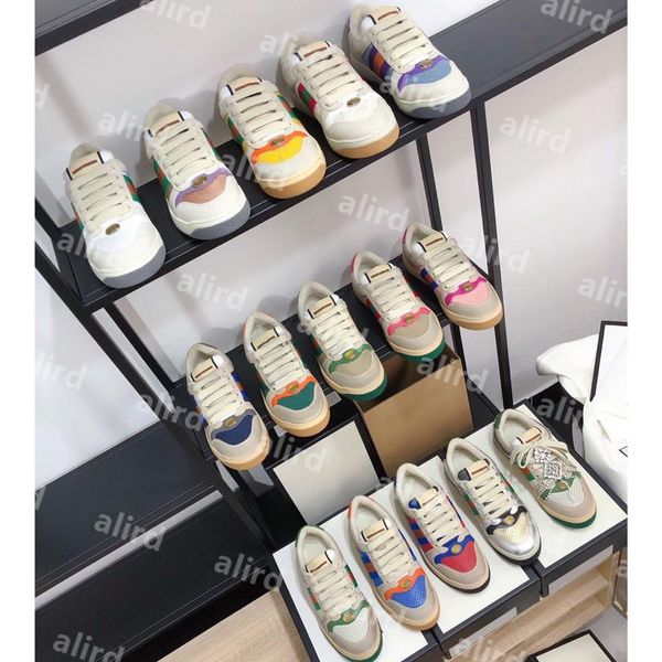 

with box designer sneakers ggity shoes women luxurys designers shoes flat casual screener sneakers breathable mesh leather sneaker letter ll, Black