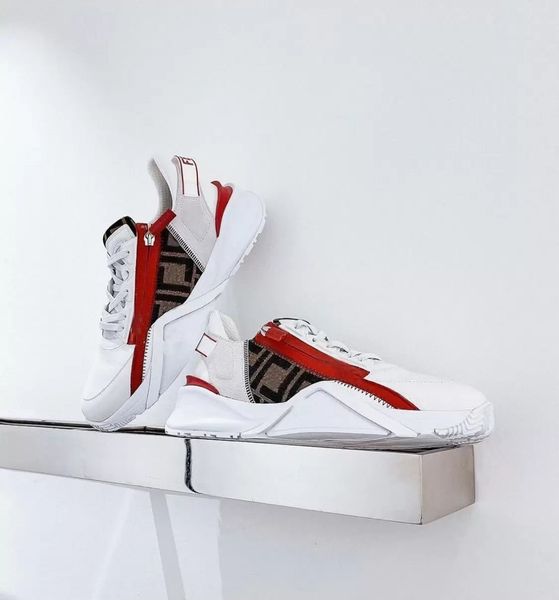 

2023 fashion designer men flow sneakers shoes comfort casual men's sports zipper rubber runner sole skateboard walking tech fabrics out, Black