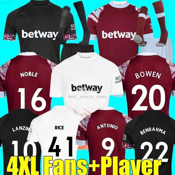 

west hams united 22 23 soccer jersey 20 jarrod bowen 22 said benrahma 7 gianluca scamacca 9 michail antonio 11 lucas paqueta 41 declan rice, Black;yellow
