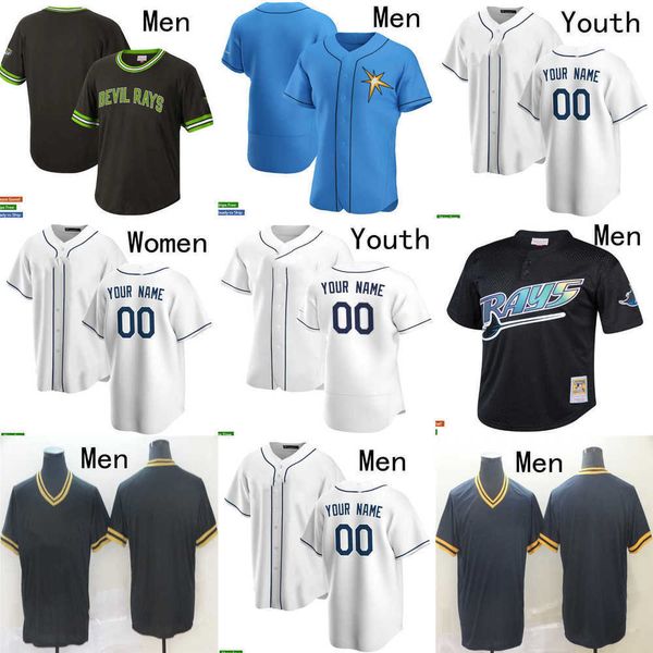 

baseball jersey mens women youth tampa bay 39 kevin kiermaier 5 wander franco 56 randy arozarena 8 brandon lowe 2 yandy diaz 6 taylor walls, Blue;black