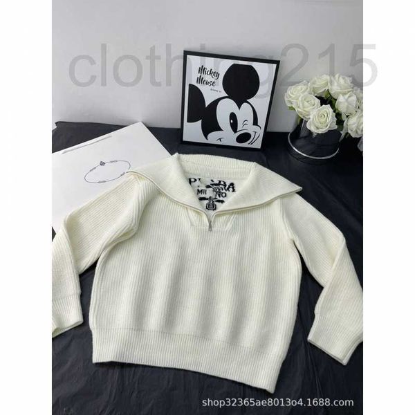 

women's knits & tees designer 22 autumn and winter new sweater lapel fake two-piece design institute style reducing age sweet positioni, White