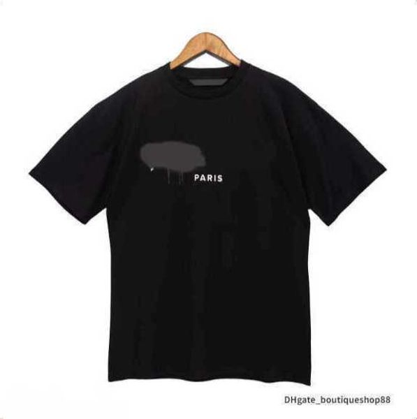 

2023 men's t shirts tshirt palm palmangel spray painted alphabet printed round neck short sleeve loose casual mens and women's t-s, White;black