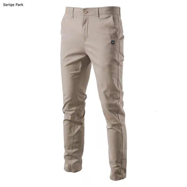 

mens pants serige park mens pant for business casual style design france cotton pantalong slim fit 230214, Black