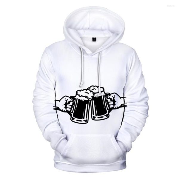 

men's hoodies trendy men fashion street sweatshirt beer printing carnival 3d hooded / women's casual comfort large hoodie, Black