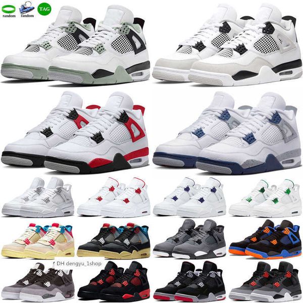 

4 4s basketball shoes for men women military black cat seafoam sail red thunder white oreo cactus jack blue university infrared jorden jorda