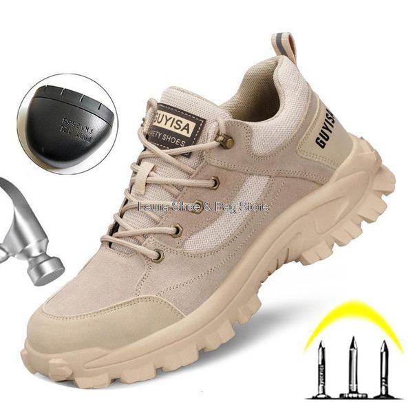 

dress shoes guyisa men work safety boots steel toe puncture proof working male outdoor rubber security man 230213, Black