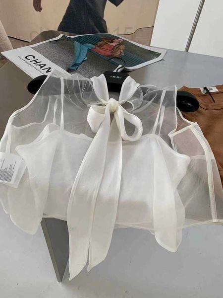 

women's t-shirt designer version autumn and winter new bow collar organza 3ce7, White