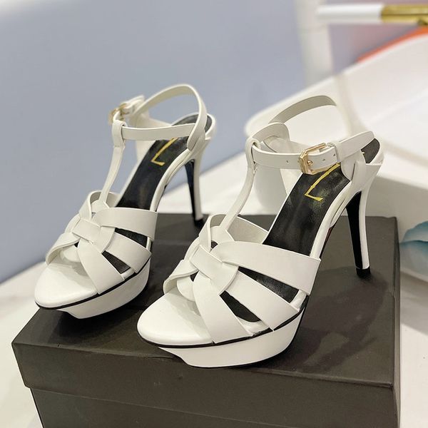 

luxury womens sandals cowhide stiletto heel height .3cm pump and slingbacks retrto brown dress shoes wedding shoe for party belt metal buc, Black