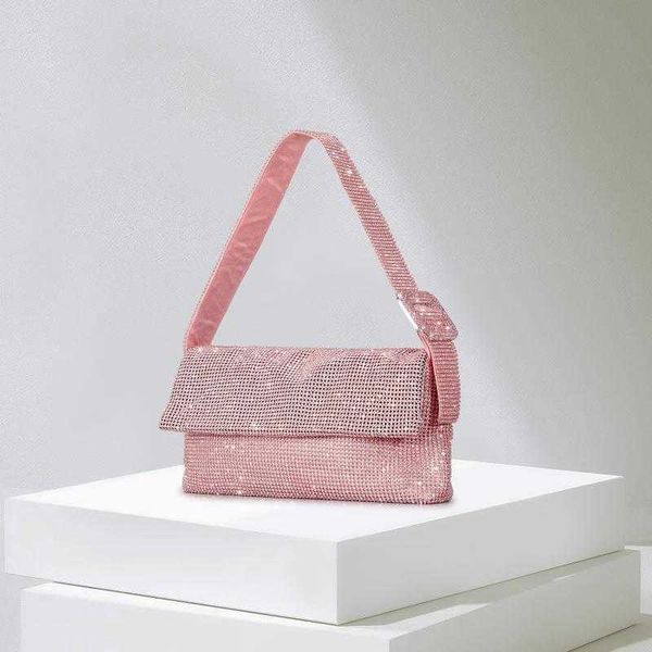 

luxury rhinestone women shoulder bags designer diamonds flap lady handbags shiny crystal mesh evening party purses female 2023 230214
