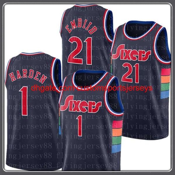 

jame 1 s harden joel 21 embiid jerseys tyrese 0 maxey city basketball jersey allen 3 iverson shirt s m l xl  2022, Black