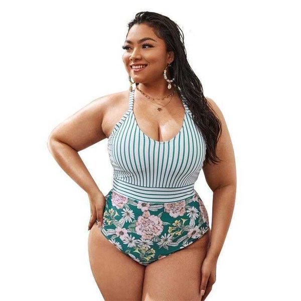 

plus size swimsuit womens bikini articles printed one piece, White;black
