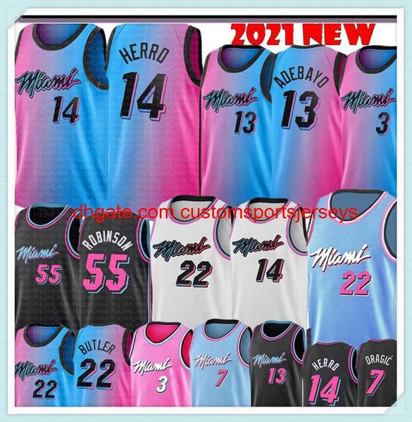 

tyler 14 herro bam 13 ado jersey jimmy 22 butler dwyane 3 wade jerseys duncan 55 robinson basketball, Black