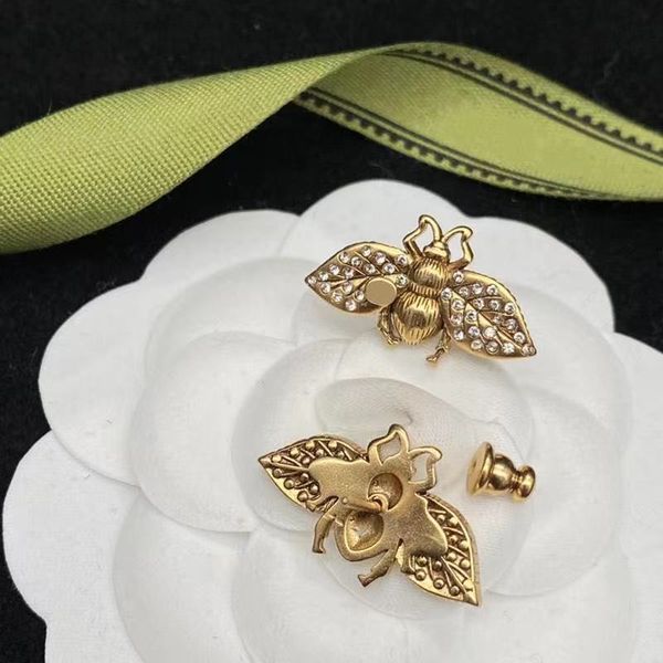 

vintage stud piercing bee earrings fashion designer earring women studs for lady luxury jewelry party wedding stud engagement, Golden;silver