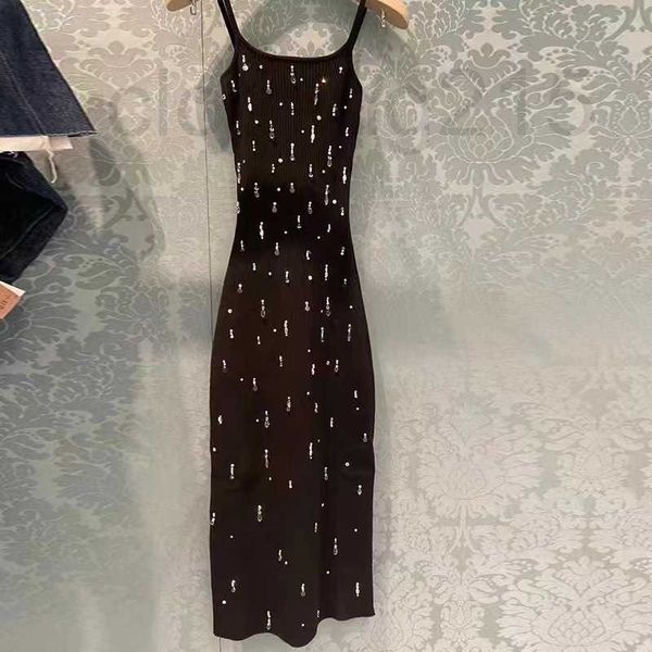 

skirts&skorts designer knitted buttock skirt heavy work nail bead inlaid diamond suspender long waist fitting black dress autumn new style 9