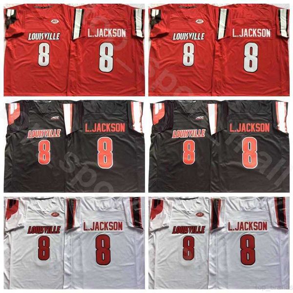 

men university football college 8 lamar jackson jersey red black white away team color all stitched breathable good quality
