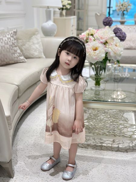 

girls summer polo dress cartoon embroidery sport shirt dresses casual baby clothes child toddler cotton cozy outfit 2-12y, Red;yellow