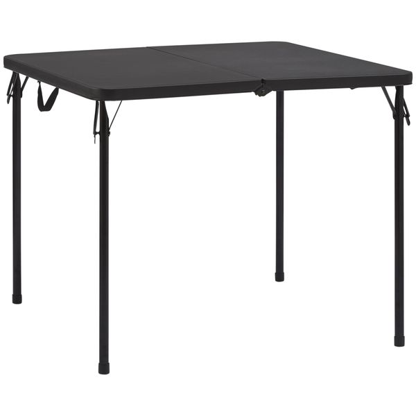 

mainstays 34 resin plastic fold-in half table rich black