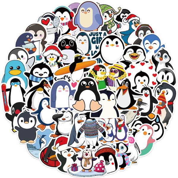 

50pcs penguins stickers cartoon cute pygoscelis papua graffiti kids toy skateboard car motorcycle bicycle sticker decals wholesale