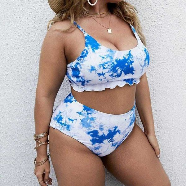 

bikini womens split triangle floral print oversized fat woman, White;black
