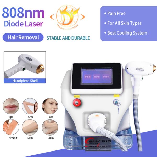 

portable 808nm diode laser permanent hair removal depilacion depilator beauty salon equipment 3 wavelengths 755nm 1064nm 808nm for sale, Black