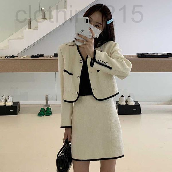 

two piece dress designer two-piece skinny western-style 2022 new long-sleeved cotton jacket high waist skirt h6mq, White