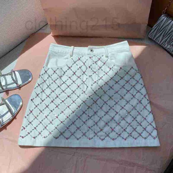 

skirts designer high-end spring and summer new handmade beaded diamond pink decorative denim a-line women rar5, Black