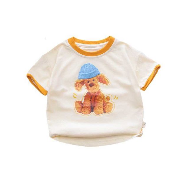 

clothing sets chil1en's short sleeve boys and girls chil1en's round neck wrapped edge puppy print summer baby infant t-shirt pure, White