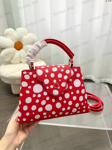 

women yayoi kusama capucines handbags 3d printed dots messenger tote bags clutch fashion purses m21692 m21663