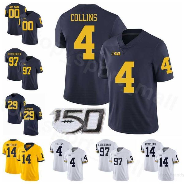 

ncaa college michigan wolverines football 47 khaleke hudson jersey 4 nico collins 29 glasgow aidan hutchinson josh metellus men youth women, Black
