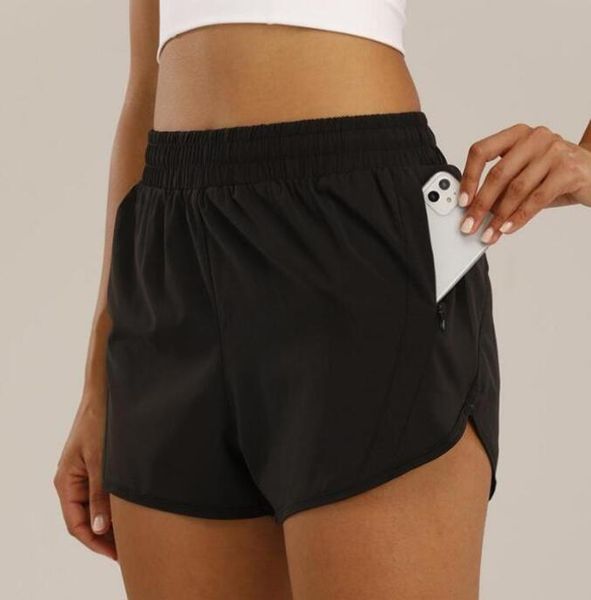 

lu brand womens yoga outfits high waist shorts exercise short pants fitness wear girls running fashion elastic sportswear, White;black