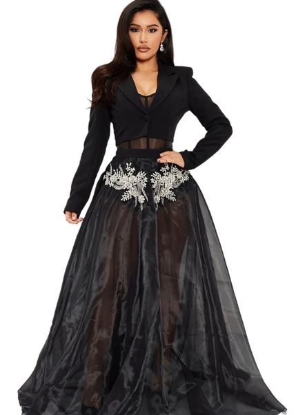 

2023 arabic aso ebi black a-line prom dresses lace crystals evening formal party second reception birthday engagement gowns dress zj215