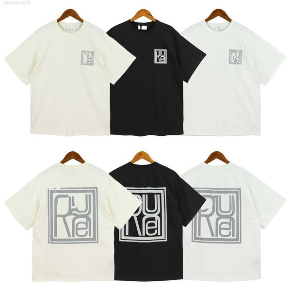 

t shirts high version spring and summer rhude letter printing street casual round neck short sleeve, White;black