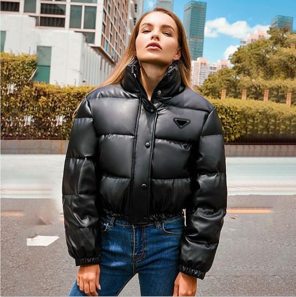 

designer women's jackets original design womens pu leather jackets luxurious ladies black punk puffer jacket short cotton outerwear coa, Black;brown