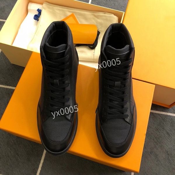 

2023 luxury boots fashion classic men's casual shoes leather trainer shoes men high shoes size38-45, Black