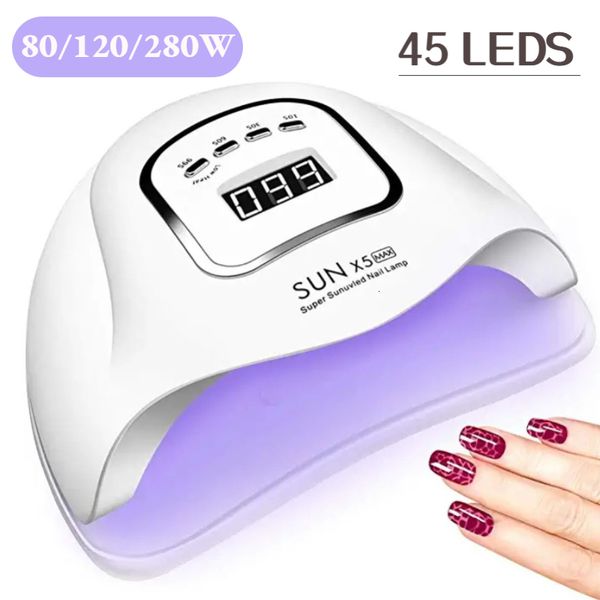 

nail dryers sun x5x10 uv led lamp for manicure 120w professional dryer with 45leds drying quick dry gel polish 230214