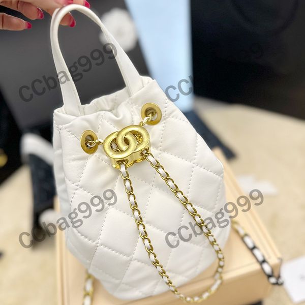 

french womens handle bucket bags with purse genuine leather designer drawstring wallets portable handbags gold metal hardware cross body sho