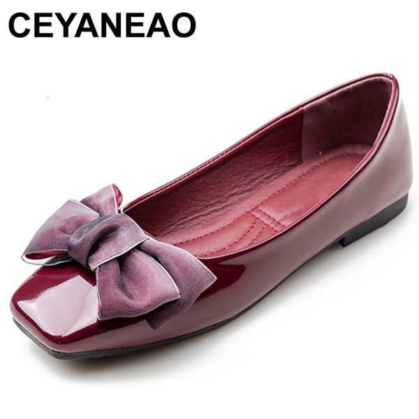 

dress shoes ceyaneao spring fashion luxury women soft flat butterfly knot ballet flats large size low heels designer shoese1129 230213, Black